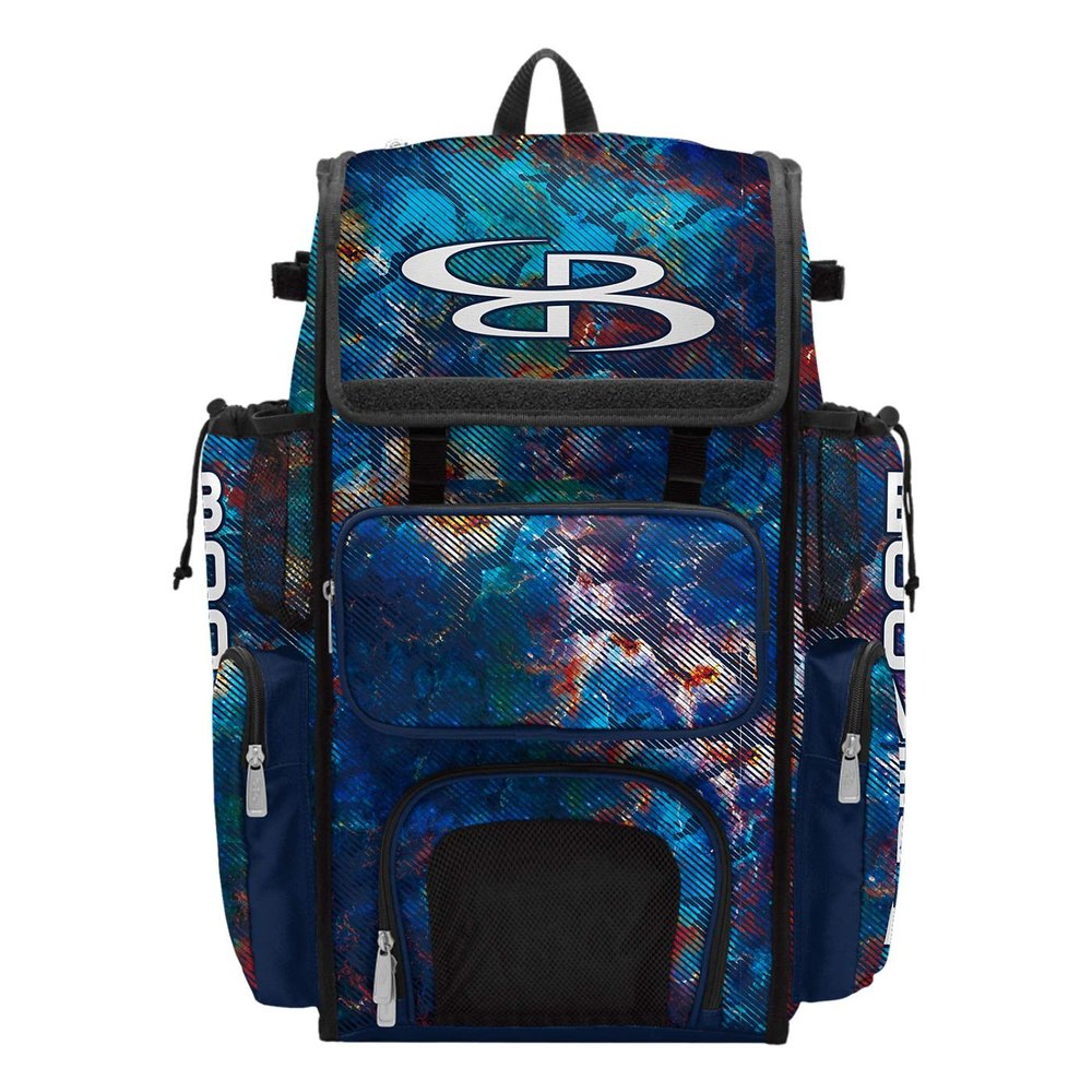Boombah Superpack Bat Bag - Backpack Version (no wheels) - Holds 4 Bats - Nebula Navy/Multi