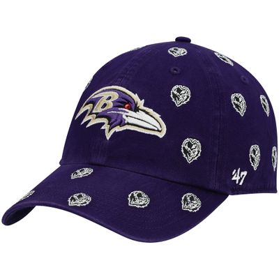 47 Women's Purple Baltimore Ravens Confetti Clean Up Head Logo Adjustable Hat