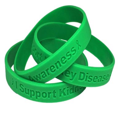 25 Green" I Support Kidney Disease Awareness" Bracelets 100% Medical Grade Silicone - Latex and Toxin Free - 25 Bracelets - Show Your Support For Kidney Disease Awareness