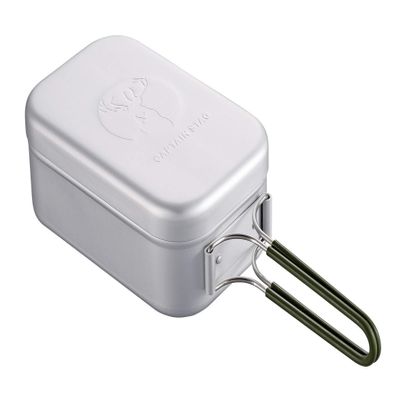 Captain Stag UH-4113 Mess Tin Aluminum Square Cooker, 1 Gou Scale Included, All-Anodized Finish, Silver