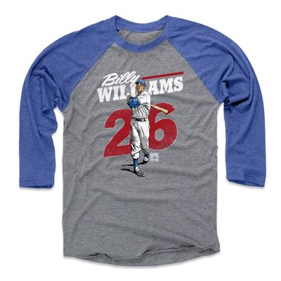 500 LEVEL Billy Williams Tee Shirt (Baseball Tee, XXX-Large, Royal/Heather Gray) - Billy Williams Retro WHT