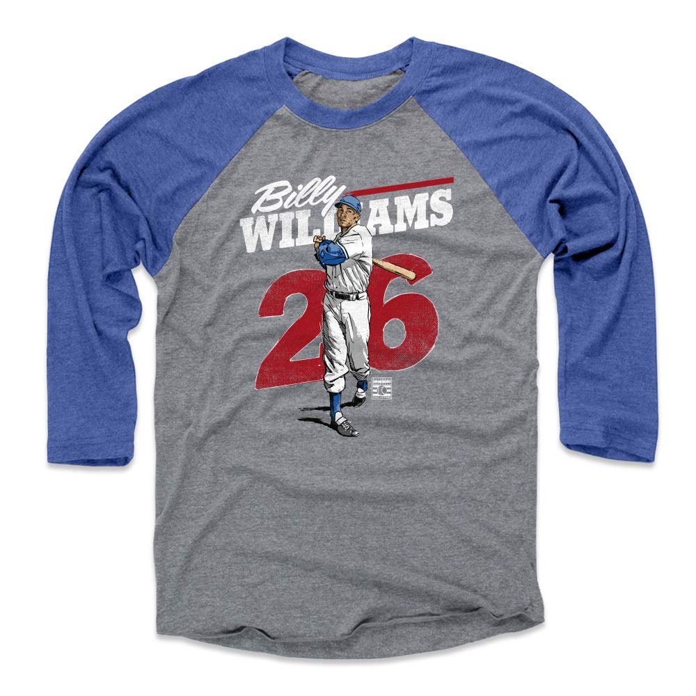 500 LEVEL Billy Williams Tee Shirt (Baseball Tee, XXX-Large, Royal/Heather Gray) - Billy Williams Retro WHT