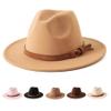 Jastore Kids Girls Boys Classic Wide Brim Bowknot Floppy Fedora Hat Wool Felt Bowler Cap (D-Camel, 5-10 Years) view 1