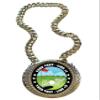 Express Medals Metal Version Golf Champ Chain Trophy with 2 Lines of Personalized Custom Text on a Large Award Medal and Attached 34 inch Long Metal Neck Chain. EG130 view 1