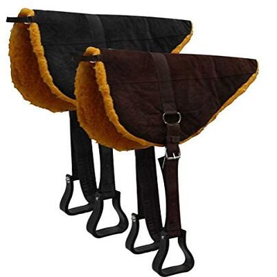 Showman Suede Leather Bareback Saddle Pad w/Fleece Bottom (Black)