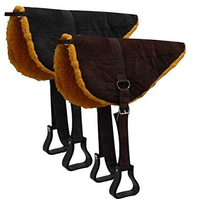 Showman Suede Leather Bareback Saddle Pad w/Fleece Bottom (Black)