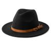 Jastore Kids Girls Boys Classic Wide Brim Bowknot Floppy Fedora Hat Wool Felt Bowler Cap (D-Black, 5-10 Years) view 2
