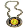 Express Medals Metal Version Flame Softball Champ Chain Trophy with 2 Lines of Personalized Custom Text on a Large Award Medal and Attached 34 inch Long Metal Neck Chain. EMFCL805 view 1