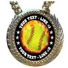 Express Medals Metal Version Flame Softball Champ Chain Trophy with 2 Lines of Personalized Custom Text on a Large Award Medal and Attached 34 inch Long Metal Neck Chain. EMFCL805 view 2