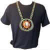 Express Medals Metal Version Flame Baseball Champ Chain Trophy with 2 Lines of Personalized Custom Text on a Large Award Medal and Attached 34 inch Long Metal Neck Chain. EMFCL808 view 3