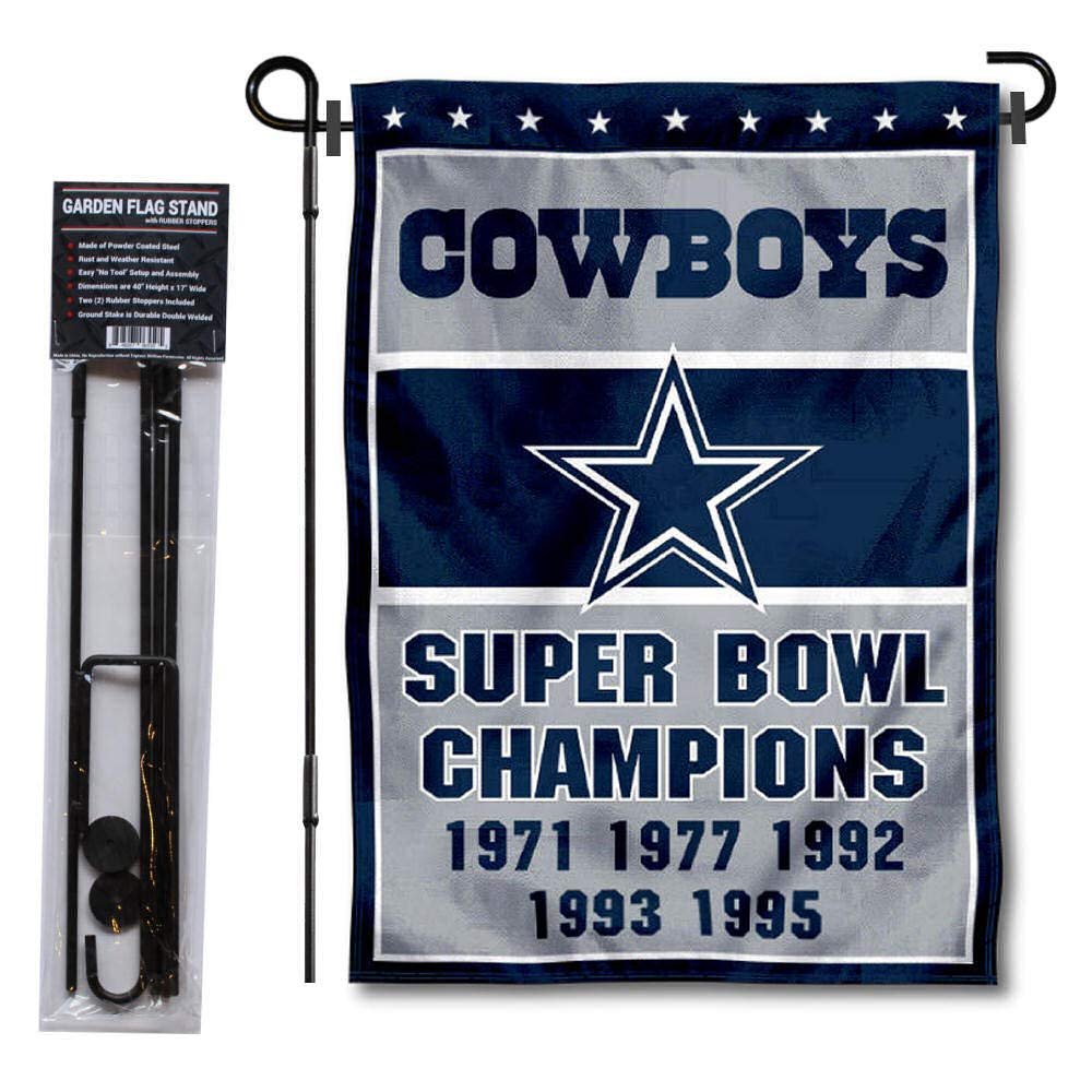 Dallas Cowboys 5 Time Champions Garden Flag and Pole Stand Holder