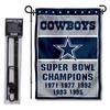 Dallas Cowboys 5 Time Champions Garden Flag and Pole Stand Holder view 1