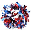 Metallic Cheerleader Cheerleading Pom Poms 6 inch 1 Pair 2 Pieces (Royal Blue/Red/White) view 1