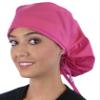 Solid Hot Pink Big Hair Ponytail Classic Surgical Scrub Cap with Built-in Sweatband - Made in The USA! view 1