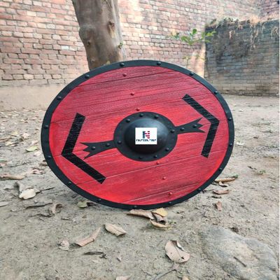 Medieval Bjorn Ironside Battleworn Viking Shield Handmade Wooden Replicated Blackened Hammered Boss