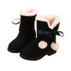 Auhoho Girls Winter Warm Fur Boots Mid-Calf Bowknot Princess Booties 10 M US Toddler,Black view 1