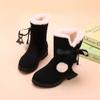 Auhoho Girls Winter Warm Fur Boots Mid-Calf Bowknot Princess Booties 10 M US Toddler,Black view 2