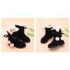 Auhoho Girls Winter Warm Fur Boots Mid-Calf Bowknot Princess Booties 10 M US Toddler,Black view 3