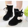 Auhoho Girls Winter Warm Fur Boots Mid-Calf Bowknot Princess Booties 10 M US Toddler,Black view 4