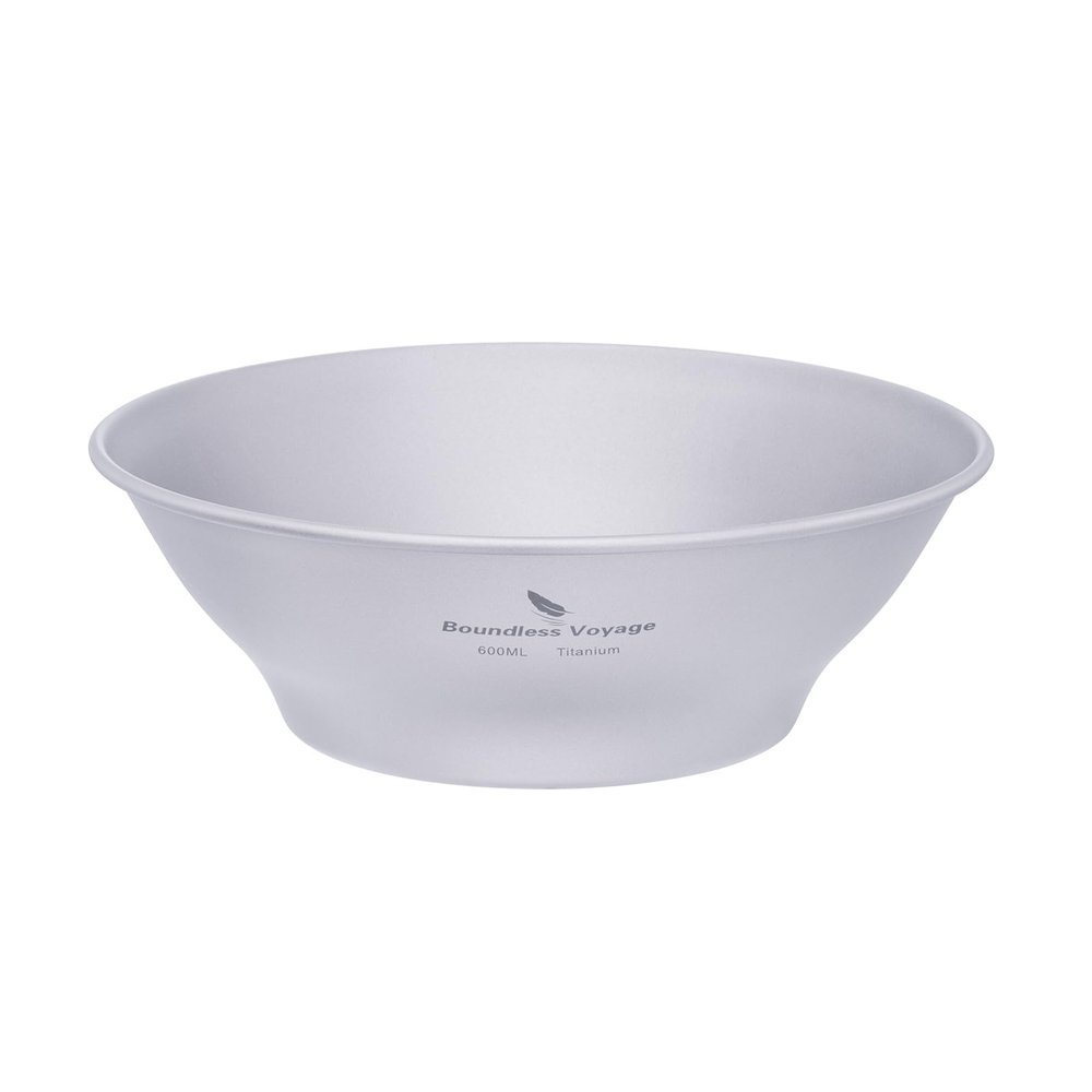 Boundless Voyage Titanium Dish Plate With Carry Mesh Bag - Outdoor Dishware and Utensils Mess Kit, Single-Walled Bowls for Camping Backpack Ti15164BB