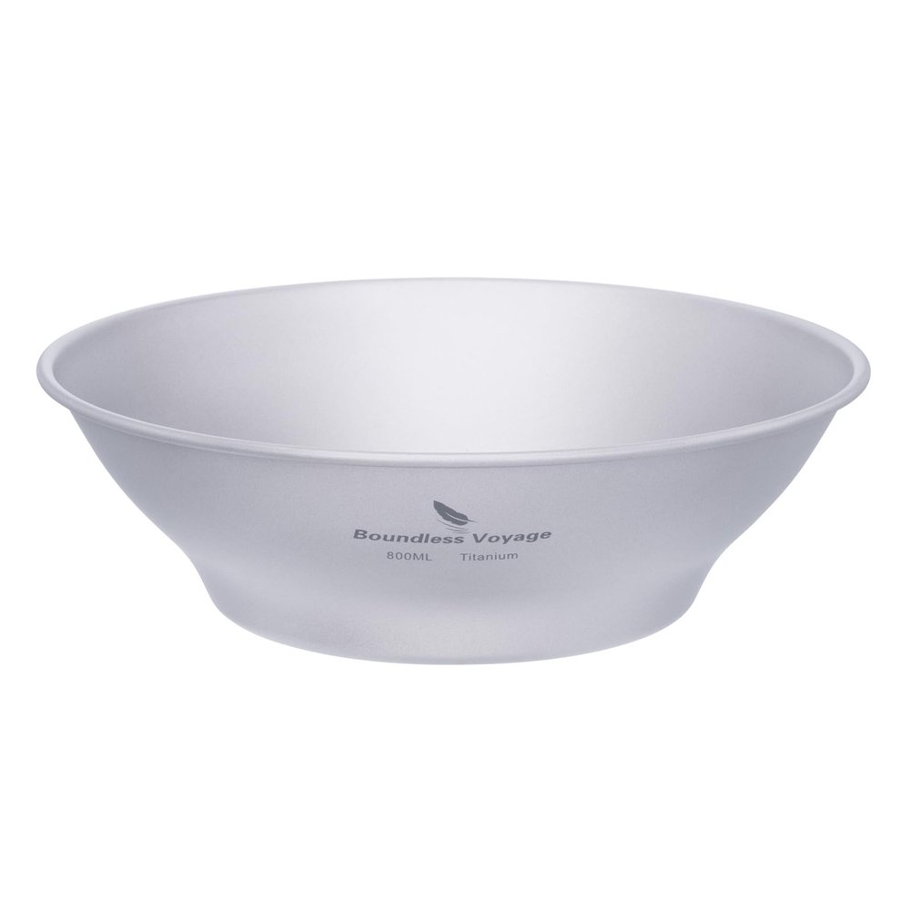 Boundless Voyage Titanium Dish Plate with Carry Mesh Bag - Outdoor Titanium Dishware and Utensils Mess Kit - Single-Walled Bowls for Camping and Backpacking