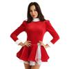 YOOJIA Women's Velvet Christmas Holiday Costume Figure Ice Skating Dress High Neck Ballet Dance Leotard Dress Red X-Large view 1