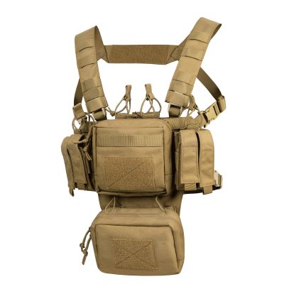 VISMIX Tactical Chest Rig, Adjustable&Detachable Molle Chest Rigs with Mag Pouch (Coyote Brown)