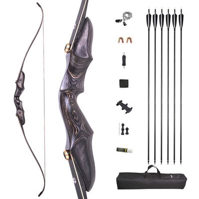 58 Inch Takedown Recurve Bow and Arrow Set 20-50 Lbs ILF Bow Riser Right Hand Longbow for Hunting Target Practice (Black, 45 Lbs)