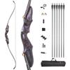 58 Inch Takedown Recurve Bow and Arrow Set 20-50 Lbs ILF Bow Riser Right Hand Longbow for Hunting Target Practice (Black, 45 Lbs) view 1