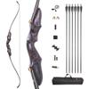 58 Inch Takedown Recurve Bow and Arrow Set 20-50 Lbs ILF Bow Riser Right Hand Longbow for Hunting Target Practice (Black, 20 Lbs) view 1