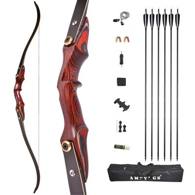 58 Inch Takedown Recurve Bow and Arrow Set 20-50 Lbs ILF Bow Riser Right Hand Longbow for Hunting Target Practice (Red, 25 Lbs)