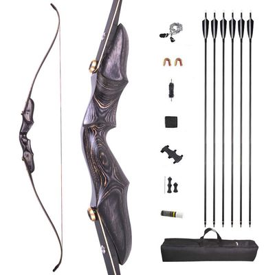 58 Inch Takedown Recurve Bow and Arrow Set 20-50 Lbs ILF Bow Riser Right Hand Longbow for Hunting Target Practice (Black, 50 Lbs)
