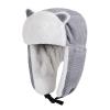 Cartoon Winter Hats Ski Cap for Girls Boys Windproof Thermal Fleece Trapper Hat with Earflap Face Warmer (Stripes, Grey) view 3