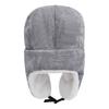 Cartoon Winter Hats Ski Cap for Girls Boys Windproof Thermal Fleece Trapper Hat with Earflap Face Warmer (Stripes, Grey) view 4