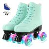 Jessie PU Leather Skates - Premium Adjustable Four-Wheel Roller Skates for Women & Men (Flash Wheel, Women's 9/ Men's 7.5) view 1