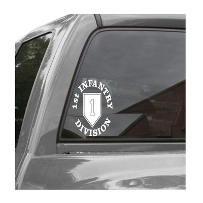 Edward & Co Sticker 1ST Infantry Division Decal United States Army Military for Car Truck Window Laptop Bumper US Flag 4.0 in (White)