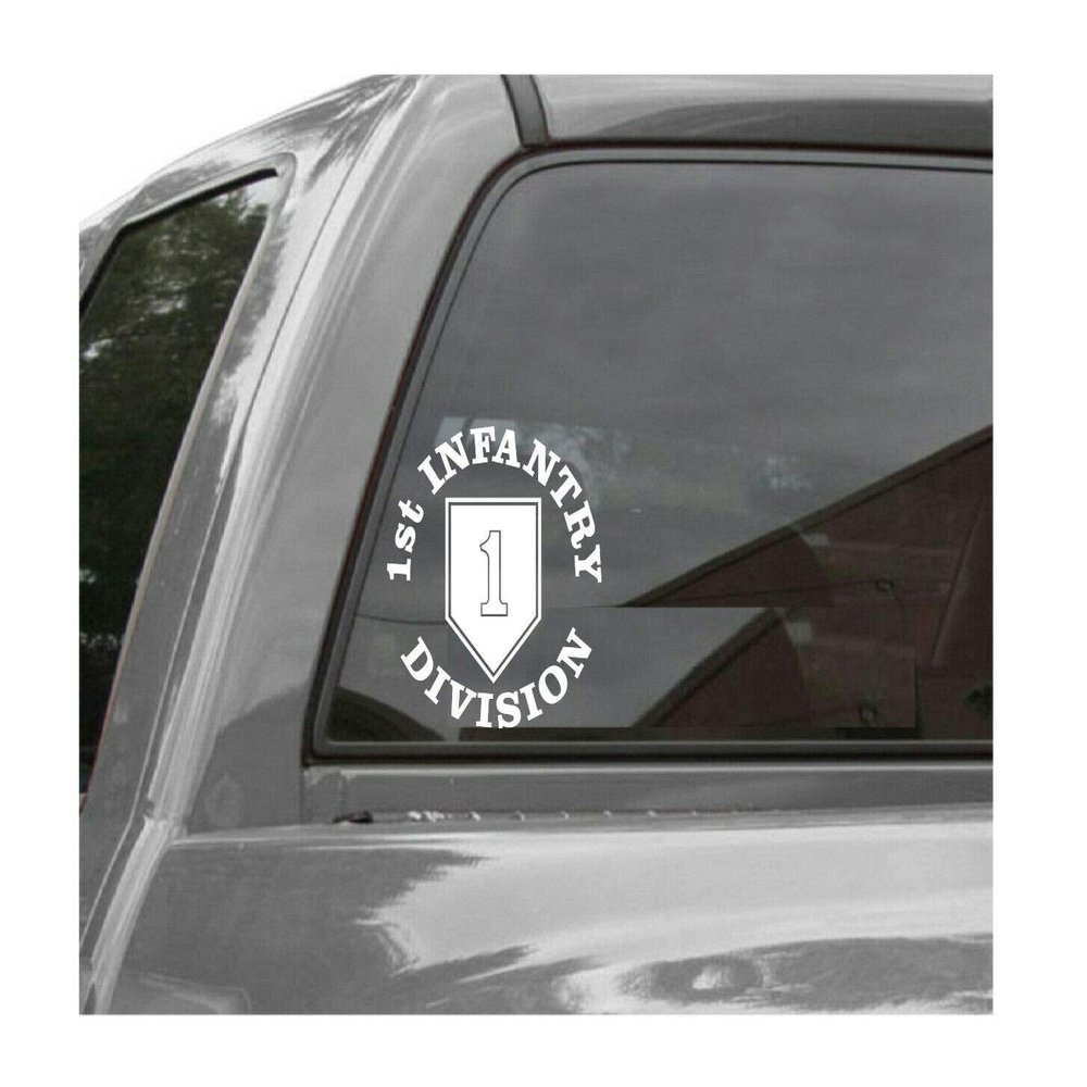 Edward & Co Sticker 1ST Infantry Division Decal United States Army Military for Car Truck Window Laptop Bumper US Flag 4.0 in (White)