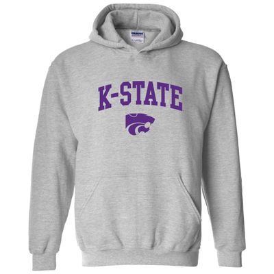AH03 - Kansas State Wildcats Arch Logo Hoodie - Large - Sport Grey