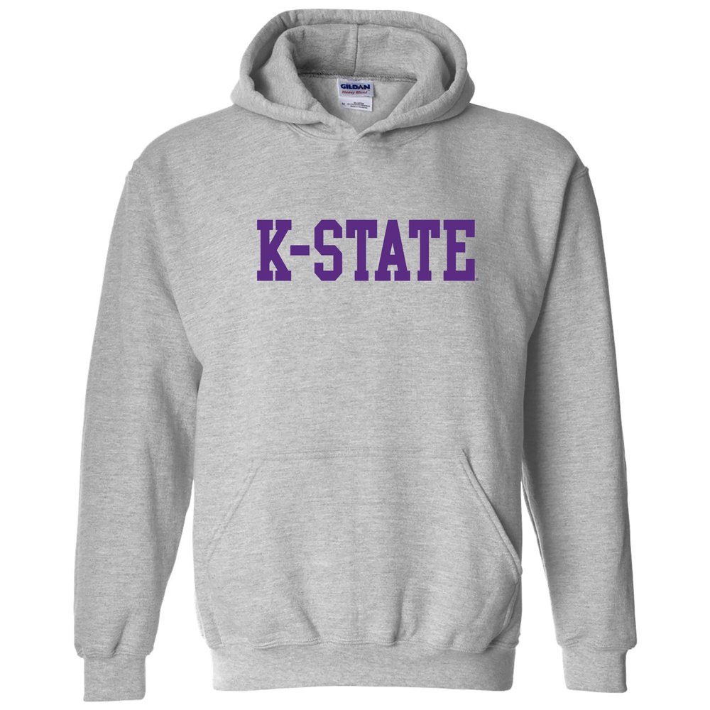 AH01 - Kansas State Wildcats Basic Block Hoodie - Medium - Sport Grey