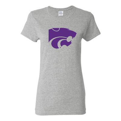 UGP Campus Apparel LS02 - Kansas State Wildcats Primary Logo Womens T-Shirt - Small - Sport Grey