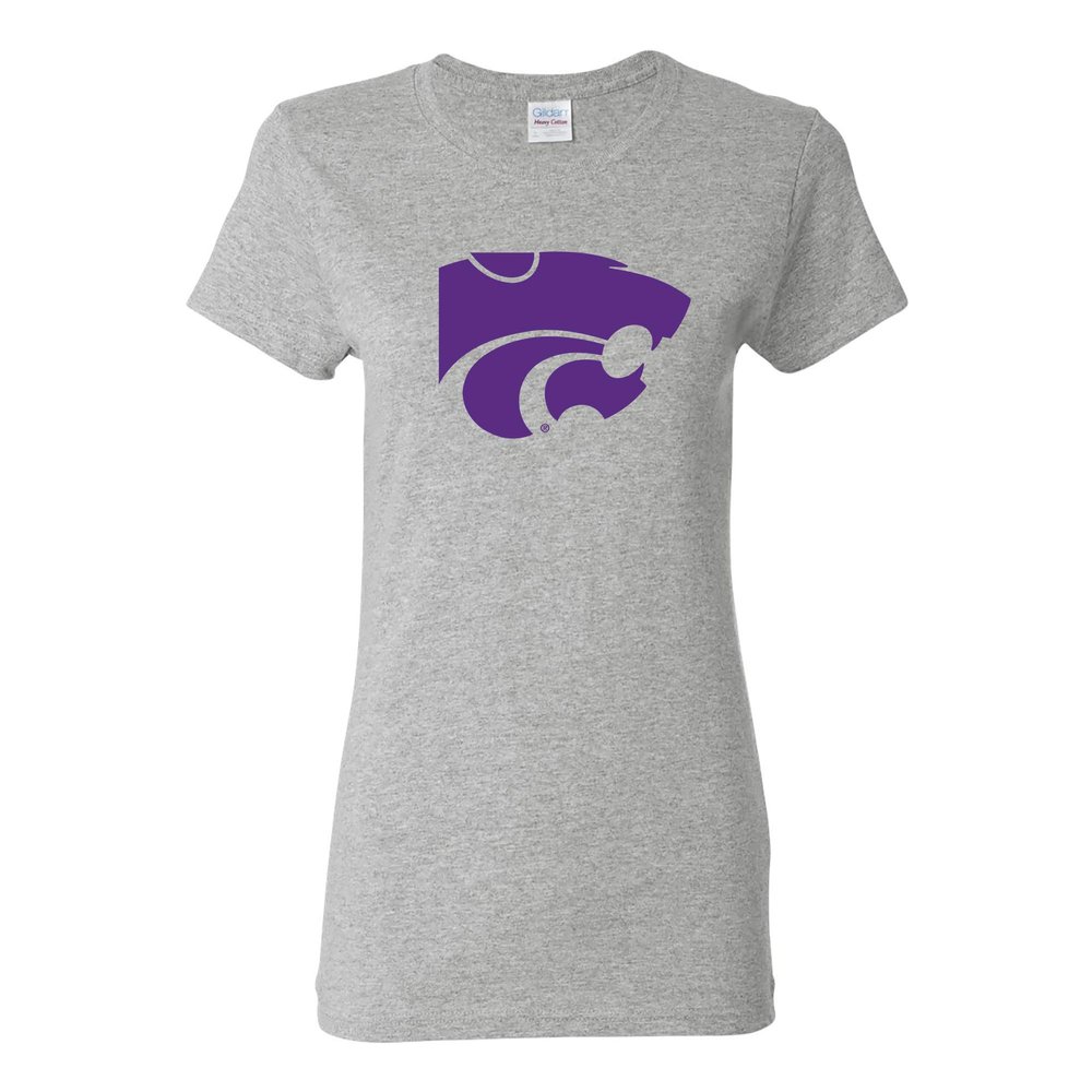 UGP Campus Apparel LS02 - Kansas State Wildcats Primary Logo Womens T-Shirt - Small - Sport Grey