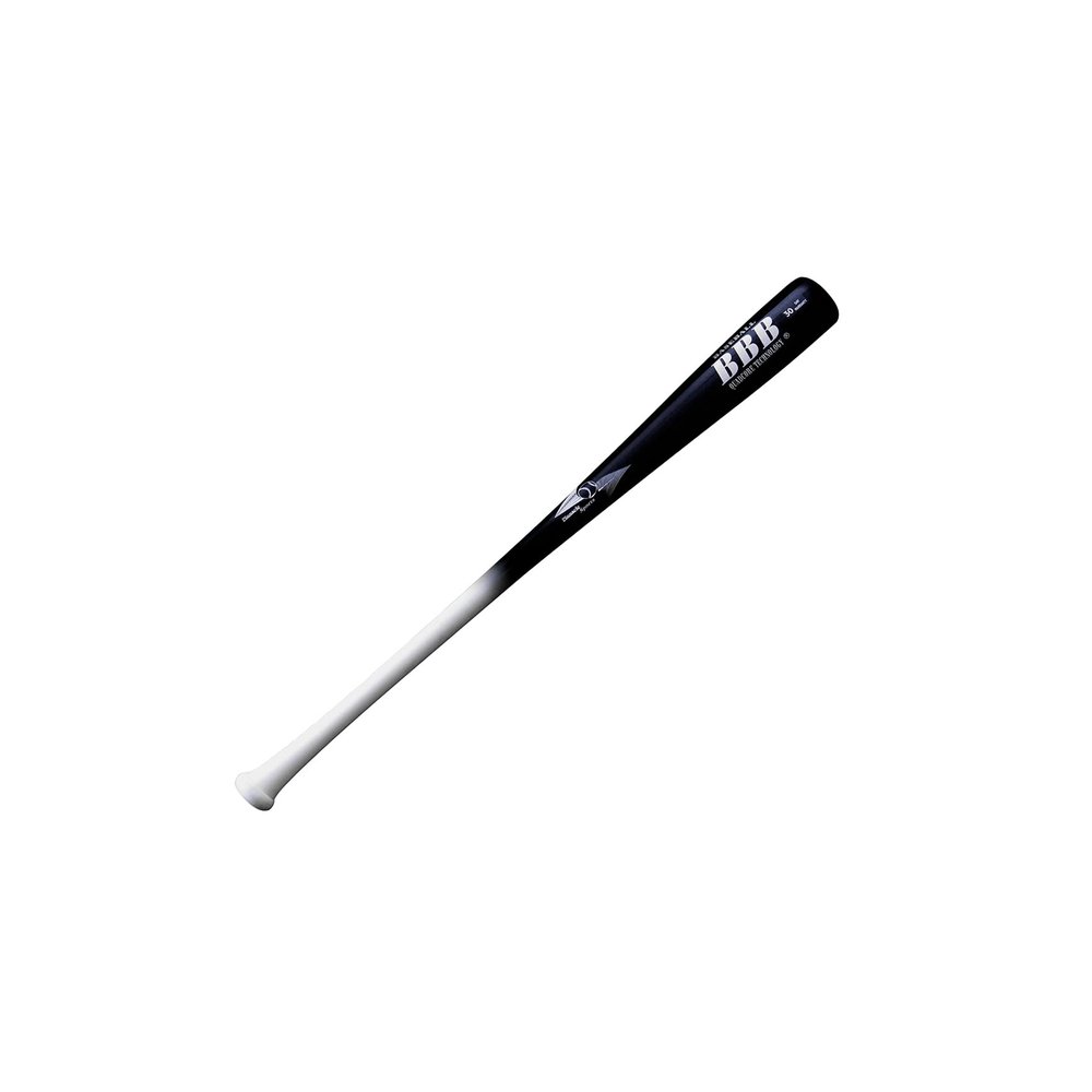 BAMBOOBAT by Pinnacle Sports Equipment INC. Adult Quadcore Bamboo Baseball Bat with Cupped End, White Handle/Black Barrel, 30"