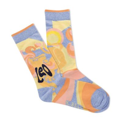 K. Bell Socks womens Funny Jokes and Wordplay Novelty Crew Sock, Leo (Gray Heather), One Size US