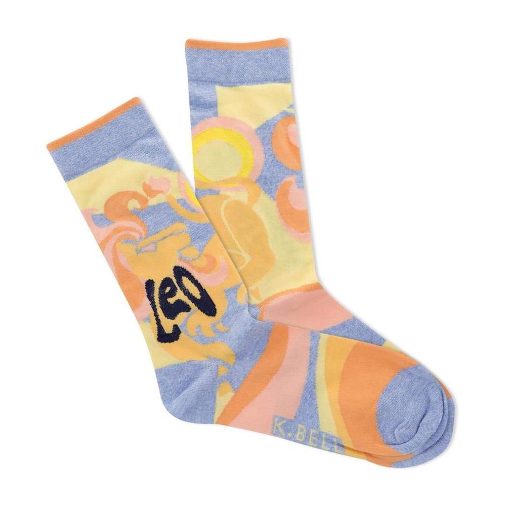 K. Bell Socks womens Funny Jokes and Wordplay Novelty Crew Sock, Leo (Gray Heather), One Size US