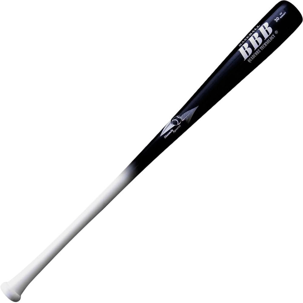BAMBOOBAT by Pinnacle Sports Equipment INC. Adult Quadcore Bamboo Baseball Bat with Cupped End, White Handle/Black Barrel, 29"