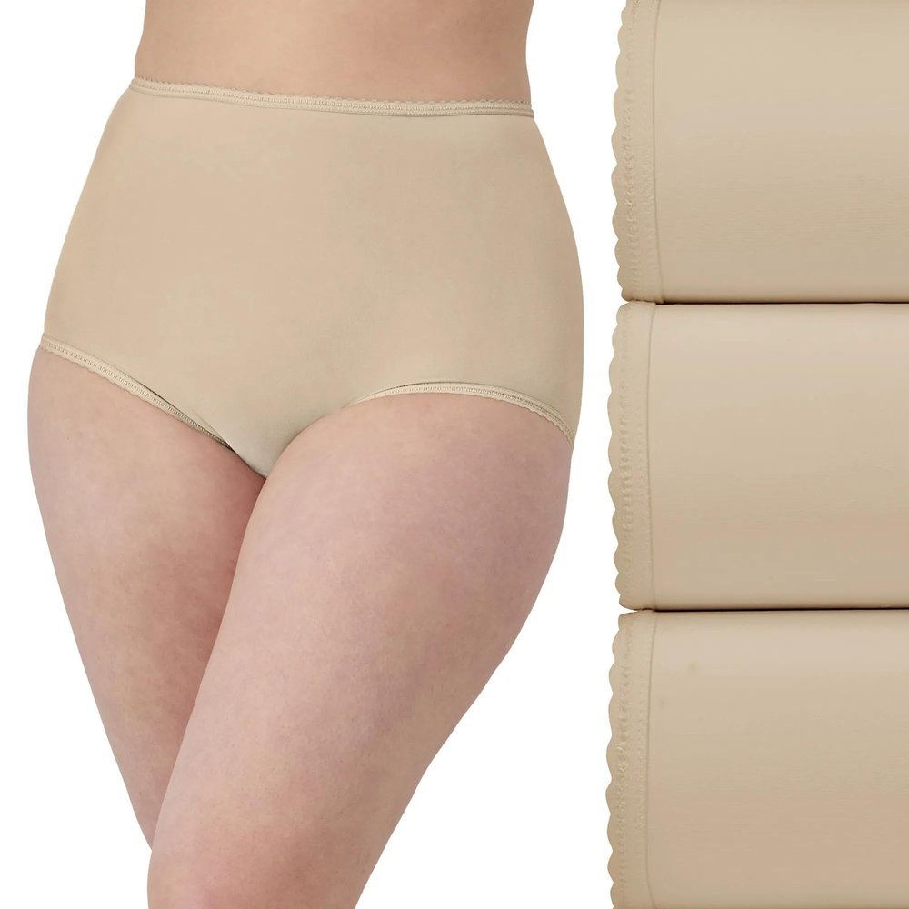 Bali Women's Brief Underwear, Skimp Skamp Brief Panties, Full Coverage, 3-Pack (Colors May Vary)