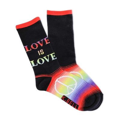 K. Bell Socks Women's Pride Novelty Socks, Love is Love (Black), 4 10 Medium