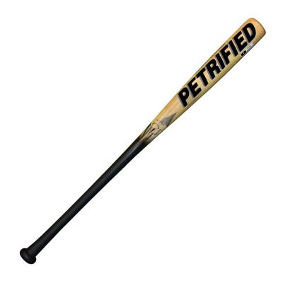 Pinnacle Sports Petrified Series Youth Hickory Wood & Bamboo Baseball Bat Hybrid- Rubberized Grip Handle - 1 Year Warranty