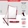 PowerNet Portable Lacrosse Goal, Pop Up 4x4 FT Lacrosse Net, Training Equipment Backstop Goal for Practice or Scrimmages, Bow Style Frame with Rubber Feet, Included Carry Bag view 3