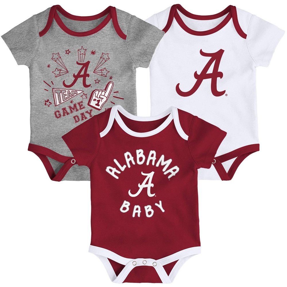 NCAA Alabama Crimson Tide Champ Vol II Team Colors 3-Piece Toddler Creeper Set (24 Months)